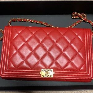 Mini red Chanel with Gold Chain only worn twice
